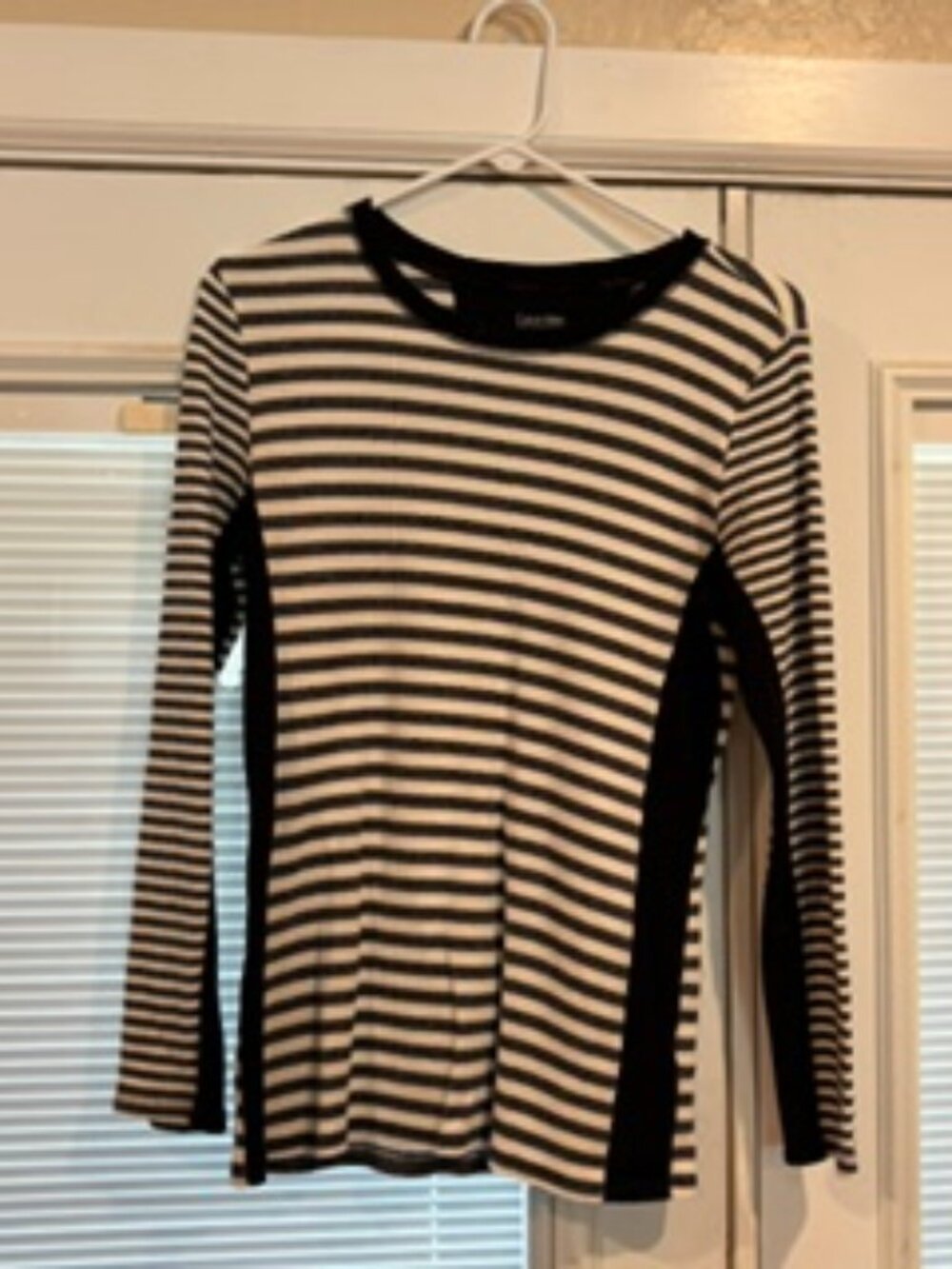Black and White striped Calvin Klein performance top